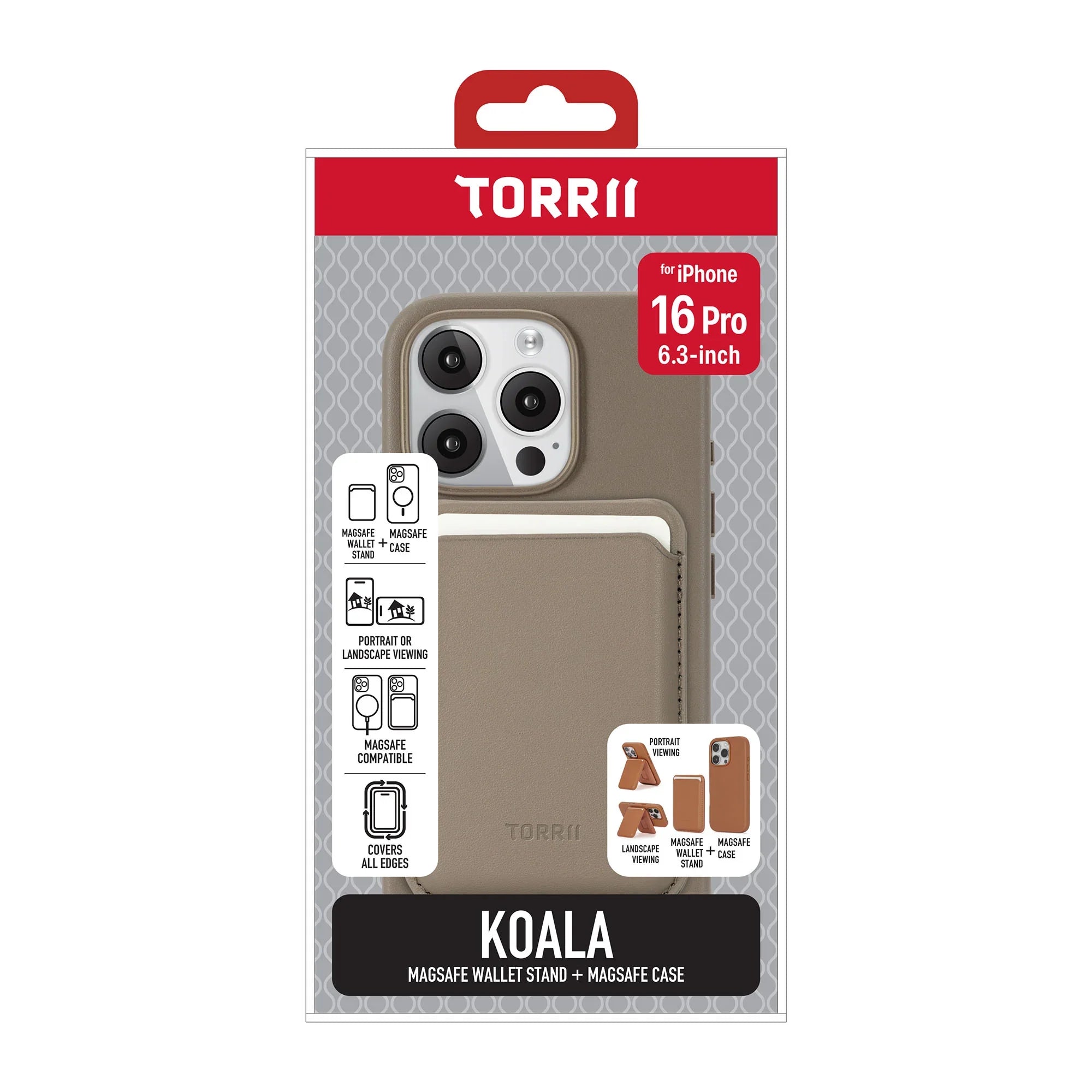 iPhone 16 Pro Torrii Koala MagSafe Case + Wallet Stand - Slate Gray - Tashqila iPhone 16 Pro Torrii Koala MagSafe Case + Wallet Stand - Slate Gray - Tashqila